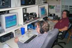 Photo of Robert Brandon K5PI and Gary Schmidt 
      W5ZL operating in the CQ World Wide DX Contest, CW